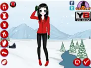 Festive Christmas Dress Up game screen showing a model in a stunning holiday outfit with Christmas accessories, play free online fashion game