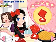 Pie Baking With Mom dress up game free online, girl in an apron and chef hat getting ready to bake a pie, kitchen fashion game