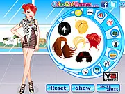 Leather Style Dress Up free online game screenshot showing a girl in a chic black leather jacket, pants, and boots.