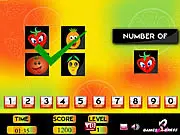 Fruit Tally online mind game screenshot showing various fruits arranged in boxes for counting