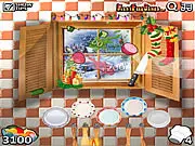 The Christmas Shaolin ninja slicing a variety of holiday-themed fruits in the Xmas Fruit Shaolin online game