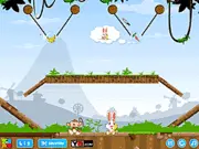 Fodder online puzzle game screenshot showing a rope being cut to drop food toward a cartoon animal