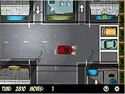 A driver carefully maneuvering a car into a tight parking spot between two other vehicles in the precision driving game Park Well.