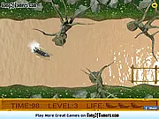 Free online driving game Swamp Parking showing an off-road vehicle navigating muddy wetlands to a parking spot
