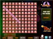 Christmas Word Hunt free online puzzle game showing a grid of letters with a festive image hint on the side