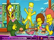 Screenshot of Simpsons Hidden Alphabets game showing Homer and Marge with circles around hidden letters of the alphabet | Play Free Online