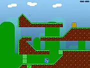 Blo Boxy puzzle game screen showing a blue box navigating a level with red obstacle boxes and destructible green boxes.