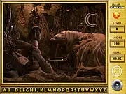 Screenshot from The Dark Crystal Find the Alphabets hidden object game showing characters and scenery with hidden letters | Play Free Online