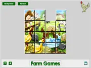 Sliding tile puzzle game featuring cute farm animals like a pig, sheep, and cow, partially solved.