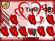 Valentines Match Level Edition game, cards with hearts and romantic symbols for memory match