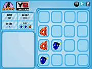 Screenshot of the Finding Nemo Memory Tiles game showing a grid of tiles and a pattern of Nemo's face that the player must memorize and click