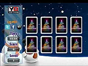 Screenshot of Christmas Memory Match Online game, showing a grid of face-down cards and various matched pairs of cute Christmas-themed items