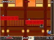 One Click Ninja game screenshot showing a pixel art ninja character performing a wall cling near a set of deadly spikes
