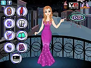 New Year Girl Dress Up game screen showing a girl wearing a beautiful, sparkling New Year's Eve dress and various fashionable accessories