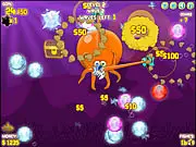 Icy Fishes free chain reaction puzzle game featuring an octopus and frozen fish on ice floes, play online