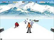 Ice Skating Game free online endless runner screenshot showing a skater avoiding other obstacles
