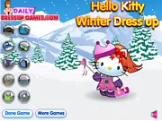 Hello Kitty Winter Dressup free online game, choosing a cute and warm outfit with hat and scarf for Hello Kitty