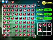 Gameplay screenshot of Music Instruments Match, showing a grid of colorful icons like guitars, drums, and pianos ready to be swapped to form a match of three.