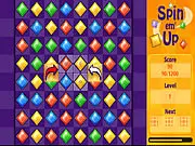 Spin 'Em Up free online puzzle game where players spin diamonds to make a three-in-a-row match.