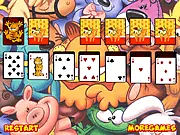 Garfield Solitaire card game showing cards stacked in descending order, free online game for kids