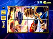 Sonic Spin N Set rotating puzzle game showing scrambled tiles that must be rotated to form a picture of Sonic the Hedgehog, free online puzzle.