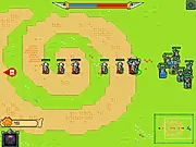 Castle Commander free online strategy game screenshot showing tower conquest and spells on PlayArcadeHub