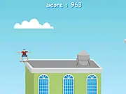 Play Skate For Fun online, endless runner game, jump between buildings, destroy water towers with boost, high score challenge
