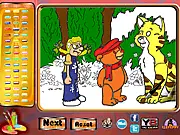 Cartoon Friends Coloring free online game featuring Winnie the Pooh and his friends like Piglet and Tigger in a jungle scene