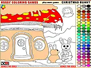Christmas Bunny 2 online coloring game for kids, Fanny bunny celebrating Christmas, free to play