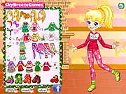 A Very Polly Holiday online game screenshot, dressing up Polly in cute and comfy clothes, free dress-up and fashion game