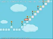 The Pink Hog Online Adventure game screenshot – The cute pink hog character running across a platform to color the grey world