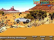 Free online game Desert Driving Challenge, racing a sports car in a desert course on PlayArcadeHub