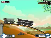 Freight Train Mania free online game, driving a freight train with wooden cargo over a steep hill
