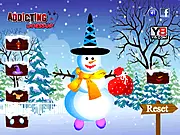 Snowman Decorator online game, fully decorated snowman, various hats and scarves for snowman, customizing a snowman