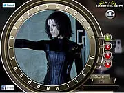 Underworld Awakening hidden object game screenshot showing Selene and other characters with letters of the alphabet cleverly concealed.