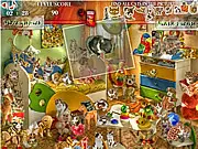 Cats Room Hidden Objects free online game screenshot - finding hidden cats and differences in a cluttered children's room