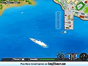 Dock It! online game screenshot showing a large cargo ship attempting to maneuver into a narrow docking bay