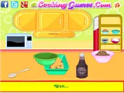 Screenshot of Easy Mocha Chip Ice Cream Cake online game showing the final layered ice cream cake dessert