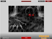 Scary Zombie Puzzle online game screenshot showing a partially completed picture of a deadly zombie made up of shattered puzzle snaps
