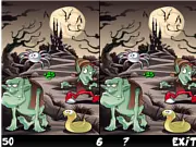 Horror Errors game screenshot showing two nearly identical images of spooky-looking nightmare monsters, with several small differences highlighted for the player to find.