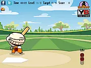 A baseball player preparing to swing the bat at a pitch in the free online sports game Baseball Battle