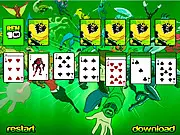 Play Ben 10 Solitaire free online card game, stacking cards in descending order with Ben 10 characters.