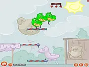 Screenshot of Boom Balloon: Cut the Cord online game showing a balloon tied by a rope near a cluster of spikes