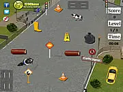 City Bike Parking Simulator free online game showing a motorcycle maneuvering into a city parking spot