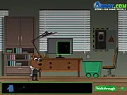 Gameplay screenshot of Agent Woof showing the heroic dog spy character looking determined while on his secret mission to defuse a bomb.
