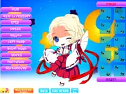 Kabuki Fan Keiko Dress Up game featuring a girl in a traditional, dramatic Kabuki-inspired costume and makeup