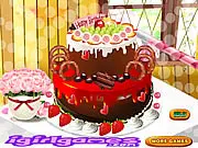 Pretty Yummy Cake decoration game online, design two-layer birthday cake with fruits and chocolates, free cooking game