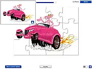 Pink Panther Car Jigsaw free online puzzle game, arranging shattered pieces of the famous pink car