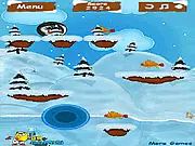 Roll & Eat free physics puzzle game online, cute penguin rolling to collect fish, fun brain game on PlayArcadeHub