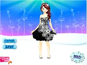 Snowflake Ball Makeover game featuring three girls (Lilly, Ella, and Sarah) dressed in sparkling gowns for a winter dance